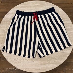 Navy and White Striped Women's Shorts